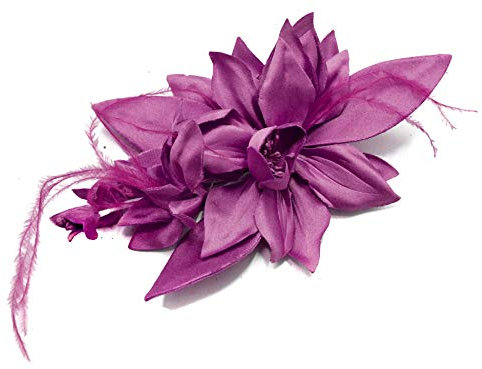 Silky Flower Fascinator on Comb Wedding Ascot Hair Accessories - Fuchsia Hot Pink