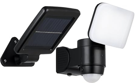 Eglo LED Outdoor Wall Lamp Casabas, 1-Flame Exterior Light | sensor wall light made of plastic, colour: black, outdoor spotlight with motion detector, solar-powered, IP44