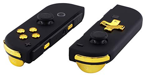 eXtremeRate Botones de D-pad Versión para Nintendo Switch y Oled, Teclas de ABXY Dirección SR SL L R ZR ZL Gatillos, Resorte para Joycons (Compatible con eXtremeRate D-pad Carcasa) - Oro cromado