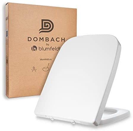 Dombach® Lamera WC-Sitz mit Absenkautomatik (quadratische Form, weiß) – Premium WC-Sitz antibakteriell – zum Anklippen, Dämpfung, Duroplast