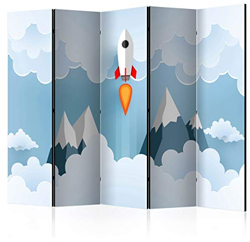 decomonkey Paravent Raumteiler Innen Kinder 225x172 cm 5 Teilig Einseitig Room Divider Wall Raumteiler Stehend Trennwand Sichtschutz Spanische Wand Sichtschutzwand Wohnzimmer Holz Kinderzimmer