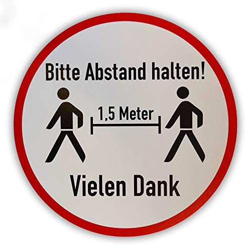 UvV UvV302020 Anti-Rutsch Aufkleber Fußboden Ø20 cm -Bitte Abstand halten 1,5 Meter- selbstklebend, Digitaldruck