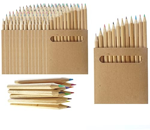 Partituki 10 Sets de Lápices de Colores Infantiles 12 Mini Lápices por Caja. Ideal Fiesta de Cumpleaños Infantiles, Recuerdos de Bodas y Colegios