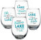Lillian Rose Lake Lot de 4 verres à vin sans pied Bleu 530 ml