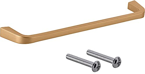 Gedotec Möbelgriff Messing gebürstet | BA 160 mm | Bogengriff für Schubkästen | ESTE | Design-Griff für Küchenschubladen | Relinggriff für Schranktüren | 10 Stück - Kleiderschrankgriff zum Schrauben