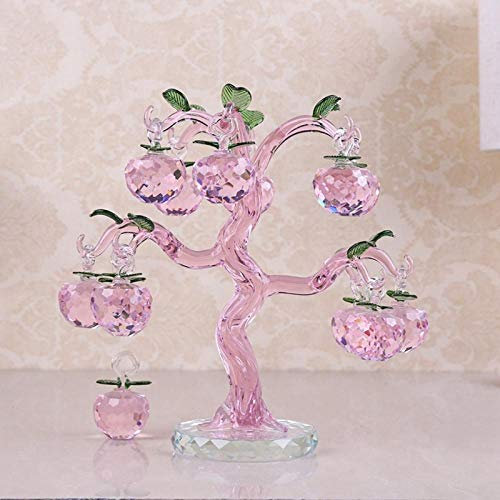 Deko-Apfelbaum aus Kristallglas, rosa, 30 mm, Apfelfigur, Miniaturfigur, Natale, Heimdekorationen, Figuren, Handwerk, 18 Äpfel