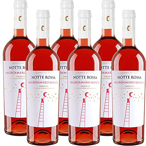 Negroamaro Rosato Salento Igt | Rosè Notte Rossa | Vino Rose Puglia | 6 Bottiglie 75cl | Idea Regalo