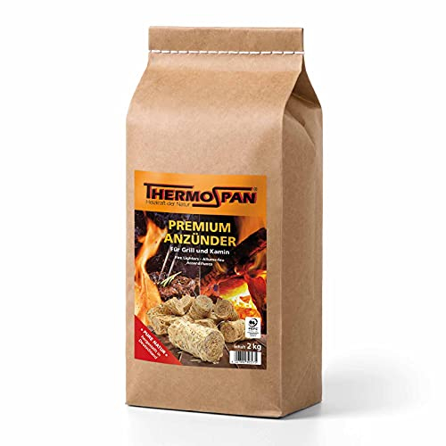 Thermospan Premium Öko Anzündwolle Kaminanzünder Grillanzünder umweltfreundliche Papierverpackung PEFC-Zertifizierung (2 KG)