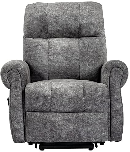 BTM Power Lift Recliner Chair for Elderly Sofa Electric Riser Recliner - Heavy Duty and Safety Motion Reclining Mechanism Sofa Living Room Chair with Overstuffed Design Side Pocket