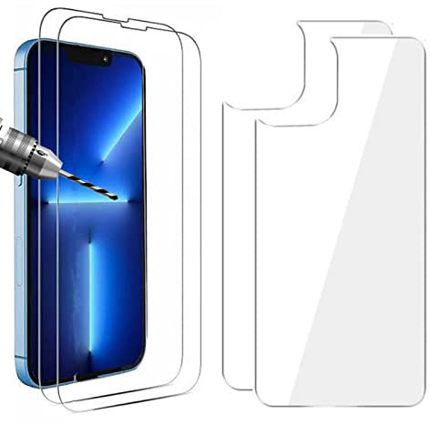 x2 Tempered Glass Screen Protector for Apple iPhone 13 Pro Max Front and Film Back