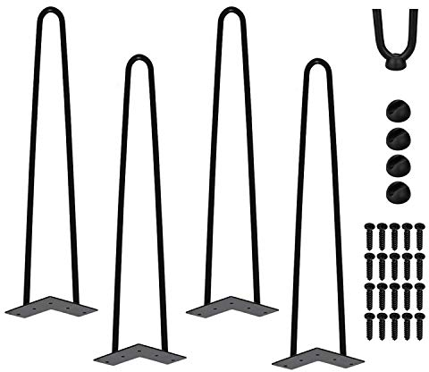 Jopassy 4X Haarnadel Tischbeine Hairpin Legs Möbelfüße Metall Tischkufen Industrial Look Haarnadelbeine Möbelbein Austauschbare Möbelfüße für Esstisch 40cm 2-Stange Bein