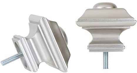 Ivilon Quadratische Endstücke Gardinenhalter für Gardinenstangen mit 2,5 cm Durchmesser, satiniertes Nickel