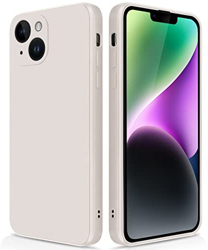GiiYoon Case Compatible with iPhone 14 Plus, Silky-Soft Touch Full-Body Protective Phone Silicone Case, Shockproof Cover with Microfiber Lining, off white