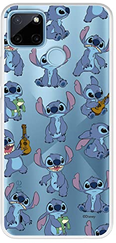 Funda para Realme C21 Oficial de Lilo & Stitch Patron Transparente para Proteger tu móvil. Carcasa para Realme de Silicona Flexible con Licencia Oficial de Disney