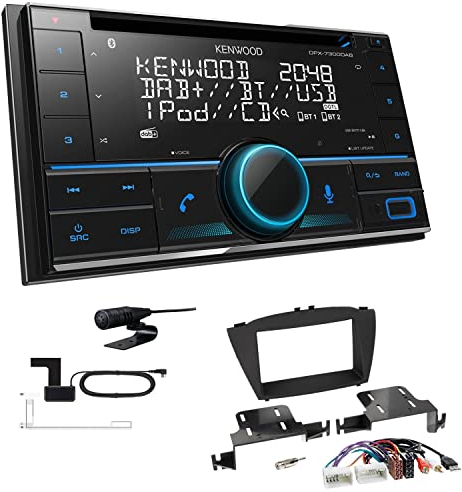 Kenwood DPX-7300DAB 2-DIN Autoradio mit Bluetooth Digitalradio DAB+ USB CD passend für Hyundai IX35 ab 2013 schwarz