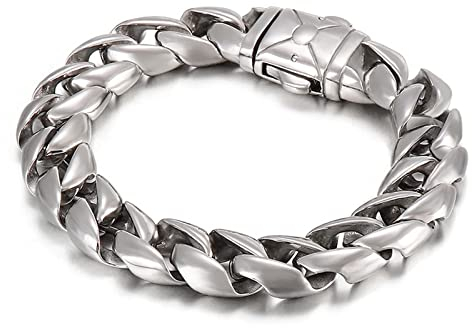 Herren Silber Armband, Armband Männer Hip Hop Edelstahl Armband Herren Herren Schmuck Geschenke für Männer