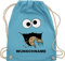 Turnbeutel Rucksack - Karneval Accessoire Fasching - Keks Monster Kostüm mit Name I Krümelmonster I Cookie Monster I Keksmonster - Unisize - Hellblau - monsterbeutel karnevals kekse beutel