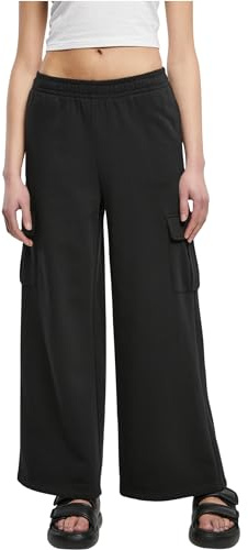 Urban Classics Damen Hose Ladies Highwaist Wide Leg Cargo Terry Pants Black 5XL