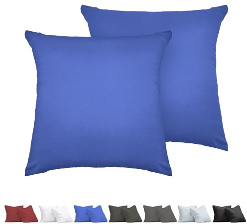 aboveBED Kissenbezug 40 x 40 (2er-Set), Blau, Kopfkissenbezug 40x40 cm aus 100% Mikrofaser, Kissenbezug mit Reißverschluss, Weich und Atmungsaktiv, Waschbare