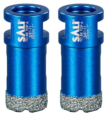 SALI Diamond Core Drill Bits 2pcs (25mmM14) Tile Hole Saws Vacuum Brazed Hole Saw with M14 Thread for Glass Ceramic Porcelain Tiles Marble Brick Granite Quartz Fit Angle Grinders Drills