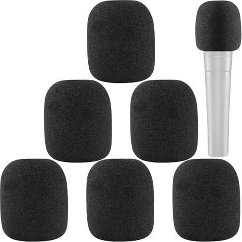 Parabrezza per Sm58 6 Confezioni Di Copri Microfono In Schiuma Per Filtro Anti-Pop per Shure Sm58 Sm48, Sostituzione Copertura Microfono per Riduzione Del Rumore,Nero