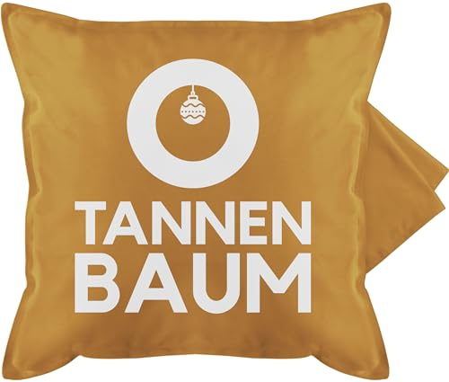 Kissenbezug - Weihnachtskissen Christmas Geschenke - O Tannenbaum - Weiß - 50 x 50 cm - Gelb - weihnachten geschenk x-mas merry frohe mas für arbeitskollegen weihnachts-kissen weihnachtsmotiv