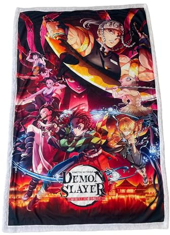 HÔMADICT Sherpa-Decke, 100 x 150 cm, Demon Slayer Kyojuro & Tanjiro
