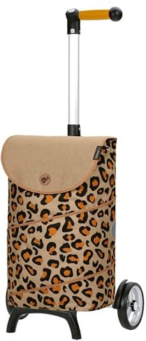ANDERSEN Einkaufstrolley - Shopper Fun Tyra Leo | mit ergonischem 3-Wege-Griff, klappbar, aus Alu, bis 40 kg - Tasche mit Kordelzug, Innenfach, Reflektoren, 46 L