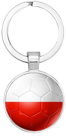 Art Attack Polish Flag Soccer Keychain, Poland White Red Orly Eagles National Football Team Accessories History Party Favor Fan Car Key Chain Ring Pendant Charm (Silver), Silver, S
