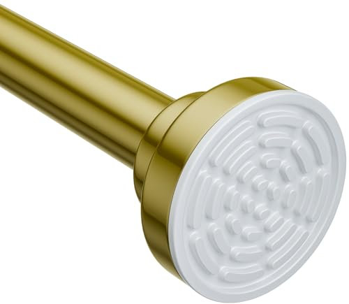 Ausemku Shower Curtain Rod Tension - 26-76 Inch Never Rust Non-Slip Spring Tension Curtain Rod No Drilling Stainless Steel Curtain Rod Use Bathroom Kitchen(Golden yellow)