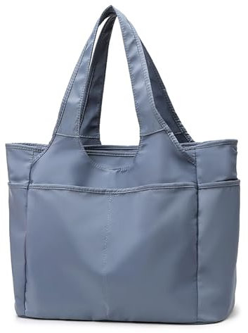 CCAIPU Tasche Damen Shopper große Wasserdicht Handtasche Schultertasche mit Reißverschluss Shopping Beuteltasche Tote Bag für Reisen Yoga Sport täglich (Blau)
