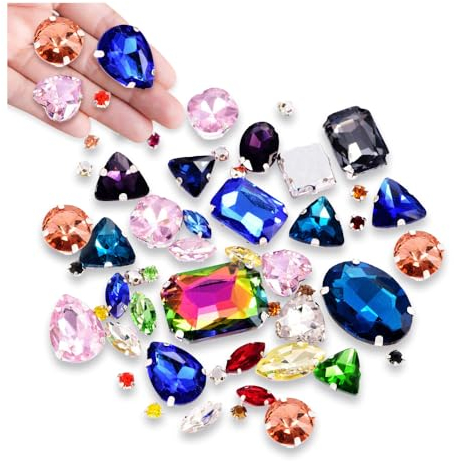 130pcs Strasssteine zum Aufnähen Rhinestones Crystal Strass zum Aufnähen Schmucksteine zum Aufnähen Glas Kristall Strass Steine zum Aufnähen Glassteine Glas Nähen Edelsteine Bunt für Kleidung,Gürtel
