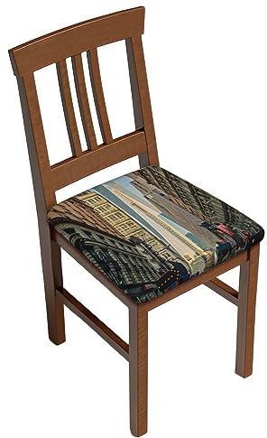 FROON Streets Of New York City Quadratischer Stuhl-Kissenbezug, hochwertiges elastisches Milchseidenmaterial, für die meisten quadratischen Stühle