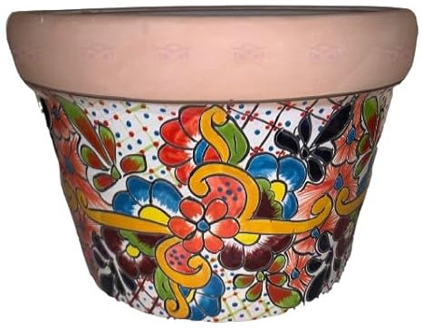 Blumenkübel Queso Grande Natural Weiss groß, aus Mexiko, Talavera