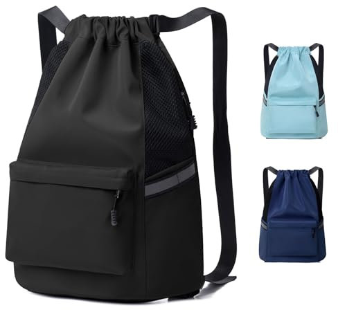 Oziral Turnbeutel mit Kordelzug, Große Kapazität Sportbeutel, Wasserdicht Sportrucksack, Rucksäcke mit Reflektierender Streifen, Gym Bag für Damen und Herren