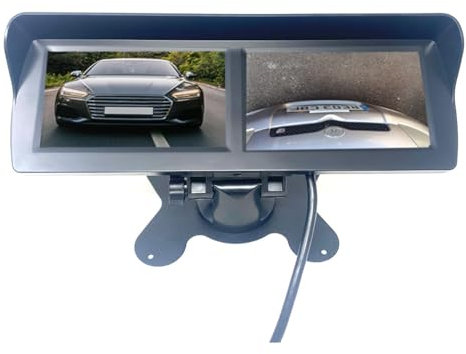 Dolphin Automotive Dual Twin Screen Dashboard Mouted Monitor For Reverse Parking Rear View or Side Cameras