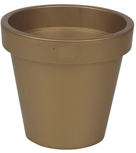 URBN GARDEN 20cm Large Gold Round Flower Plant Pot Elegant Decorative Planter for Garden or Patio, Perfect for Enhancing Your Outdoor Space