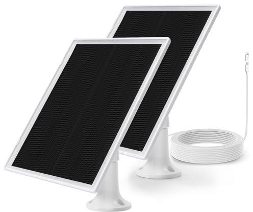 Solar Panel Charger for Arlo Essential 2K Outdoor(2nd Gen)/Essential XL Camera(2nd Gen)/Essential Spotlight, 5V 6W Continuously Charging, 9.8ft Cable, Weatherproof (2Pack)