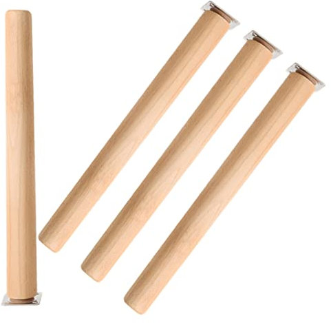 Lot de 4 pieds de meubles en bois massif coniques avec vis de plaque de montage pour chaises, tabourets, canapés, armoires, tables basses, pieds d'armoire droits en bois de 60 cm (couleur : naturel)