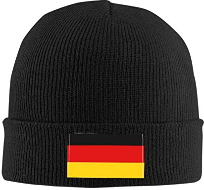 xinyuchen Beanie-Mütze mit Deutschland-Flagge, Strickmütze, Wärme, für Herren und Damen, Schwarz , Einheitsgröße