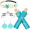 4 Pcs Meerjungfrau Kostüm Accessoires Damen, Meerjungfrau Haarreif Haarband Seestern Muschel+Armstulpen+Muschel Ohrringe+Gesichtstattoo, Meerjungfrau Accessoires Cosplay Fasching Karneval