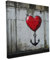 Banksy Motive - Wandbild auf Leinwand – Keilrahmen bedruckt - matter Kunstdruck – Graffiti – Street Art – 2cm Holzrahmen - Herzanker, Quadratisch (40x40 cm)