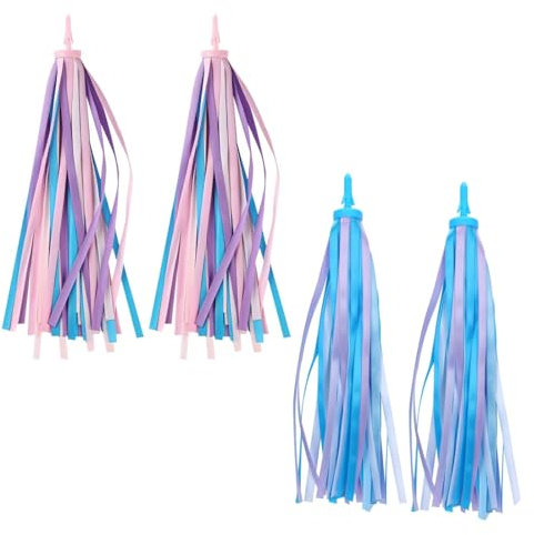 DLPRK 2 Pair Kinder Fahrrad Luftschlangen Lenker Bänder Streamer Fahrrad Griffe Quasten Bänder für Dekoration (rosa, blau)