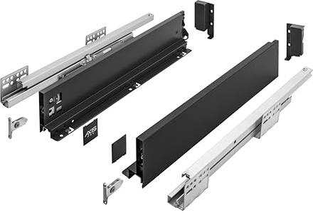 UltraSlim Soft Close Black Kitchen Drawer Box Sides Drawer Runners Set Cupboard Unit (Short 86mm x 250mm)