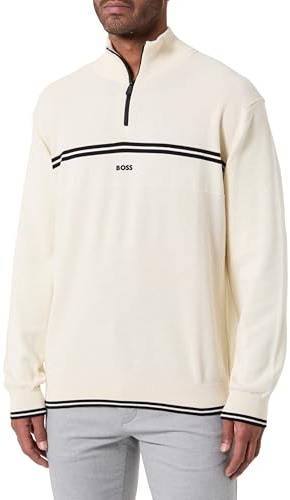 BOSS Men's K_Zone Qz Knitted_Sweater, Open White, XS