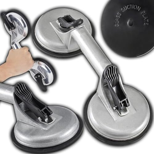 Retoo Sollevatore a doppio aspirapolvere, in alluminio, con 2 ventose, diametro 115 mm, portata fino a 100 kg, alzacristalli per vetro, piastrelle, marmo, alluminio, strumento professionale