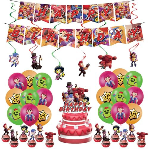 50 Stück Geburtstagsdeko, Kinder Party Deko, Geburtstagsparty Set, Torten-Deko, Ballon-Banner, Geburtstagsdekorationen für Kinder