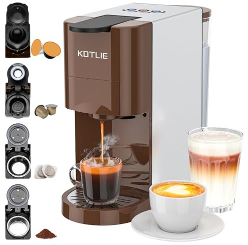 KOTLIE Espresso 4in1 Coffee Machine for Nespresso Original/Dolce Gusto/L’OR/Ground Capsule and ESE Coffee Pods,19 Bar Automatic Coffee Machines (AC-513K)