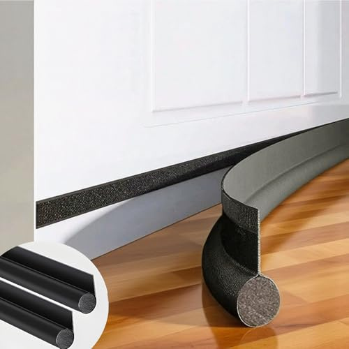 Vingspina 2 Stücke 96cm Schwarz Türdichtung Zugluftstopper für Türen, Luftzugstopper Zuschneidbar, Windstopper Türdichtung in Lederoptik