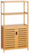kleankin Meuble Salle de Bain en Bambou, Armoire Salle de Bain sur Pied avec 2 étagères Ouvertes et Double Porte à Lattes, Meuble de Rangement pour Salon, Chambre, Toilette, 60 x 30 x 120 cm, Naturel